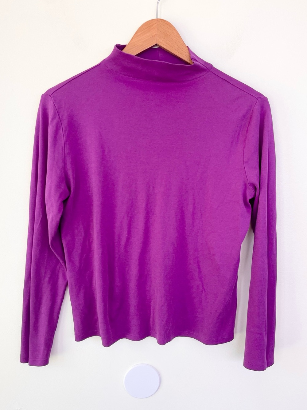 Ann Taylor Mock Neck Long Sleeve 100% Cotton Top in Purple size L Large